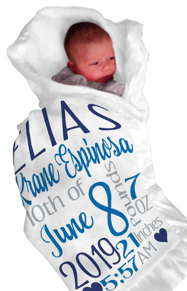 Newborn Baby Blanket Personalized Embroidery Name For Boy Girl