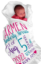 FOR KIDS & BABIES White-Pink-Bright Personalized Baby Blanket Satin Trim Super Soft Pink Girl Blue Boy Receiving Blankets Stroller Fleece Nursery Baby Shower Gift Birth Stats