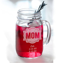 FOR MOM & GRANDMA 16 Oz Birthday Gift for Mom Engraved Mason Jar Mug Personalized Cool Mom Mug Etched for Mom, Grandma, Godmother, her, from son daughter