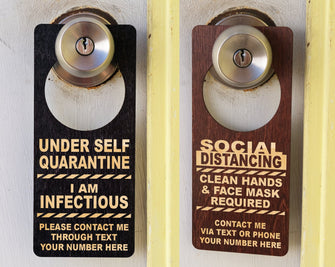 FOR MOM & GRANDMA Door Handle Hanger Safety Social Distancing Self Quarantine Isolation Face Mask Sign Precaution for Adults Kids Elderly Custom Made in U.S.A