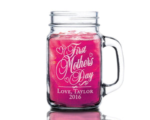 FOR MOM & GRANDMA First Mothers Day Gift Idea Personalized Mason Jar Mug 1st Mother's Day for Mother Est. Cute Present for Mom from son daughter kids