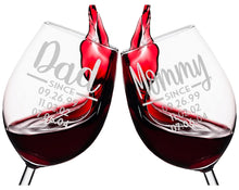 FOR MOM & GRANDMA Happy First Mother's Day Father's Set of 2 Wine Glasses Personalized Kids Birthdates from Daughter Son New Mommy Retirement Congratulations