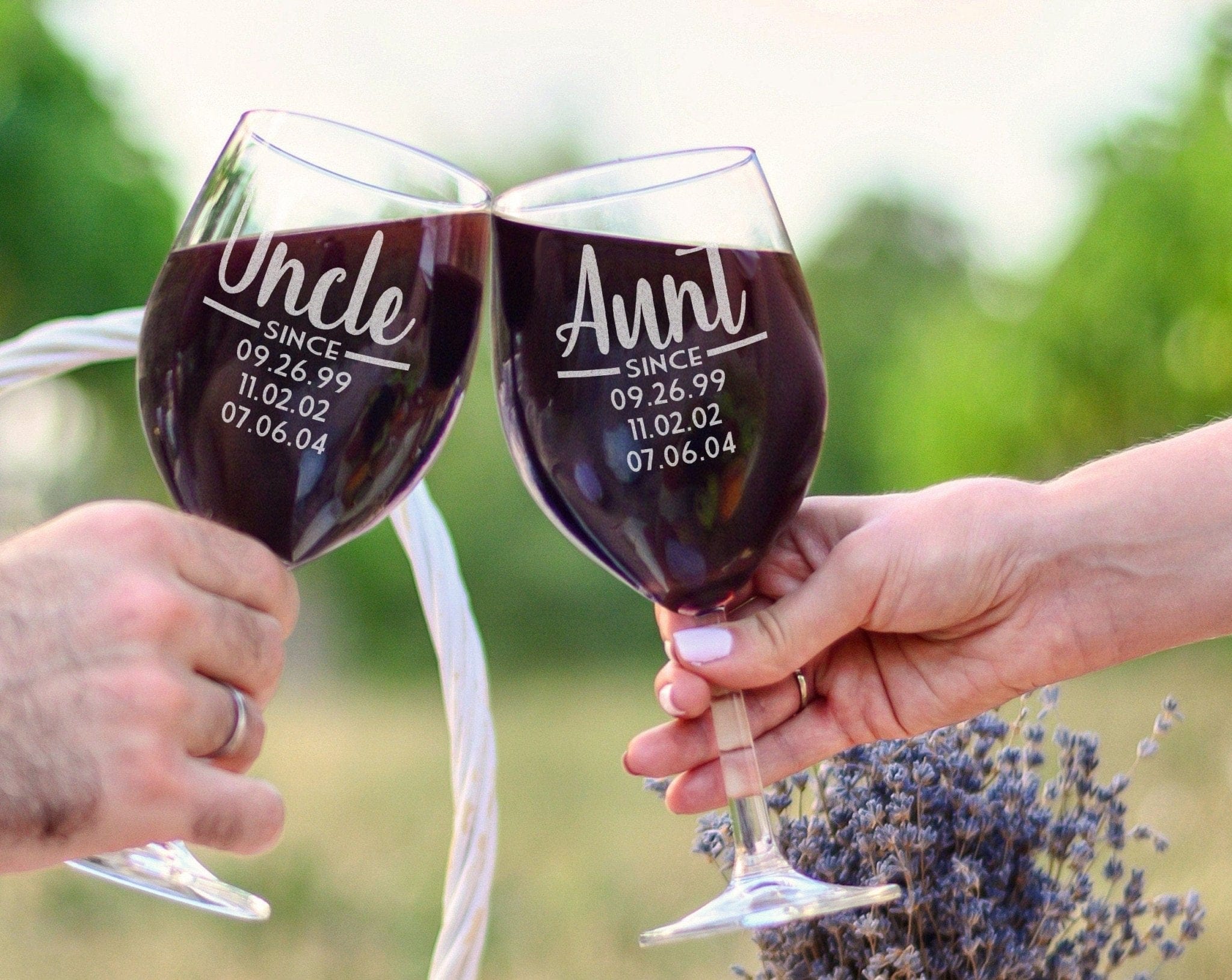 FOR MOM & GRANDMA Happy First Mother's Day Father's Set of 2 Wine Glasses Personalized Kids Birthdates from Daughter Son New Mommy Retirement Congratulations