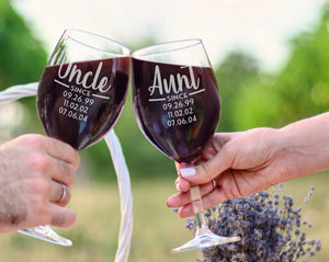 FOR MOM & GRANDMA Happy First Mother's Day Father's Set of 2 Wine Glasses Personalized Kids Birthdates from Daughter Son New Mommy Retirement Congratulations