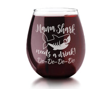 FOR MOM & GRANDMA Mama Shark Needs a Drink Do Do Novelty Stemless Wine Glass First Mothers Day Gift from Daughter, Son Funny Sayings for New Mom Wife Birthday