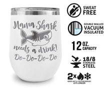 FOR MOM & GRANDMA Mama Shark Needs a Drink Do Do Novelty Wine Stemless Tumbler First Mothers Day Gift from Daughter Son Funny Sayings New Mom Wife Birthday