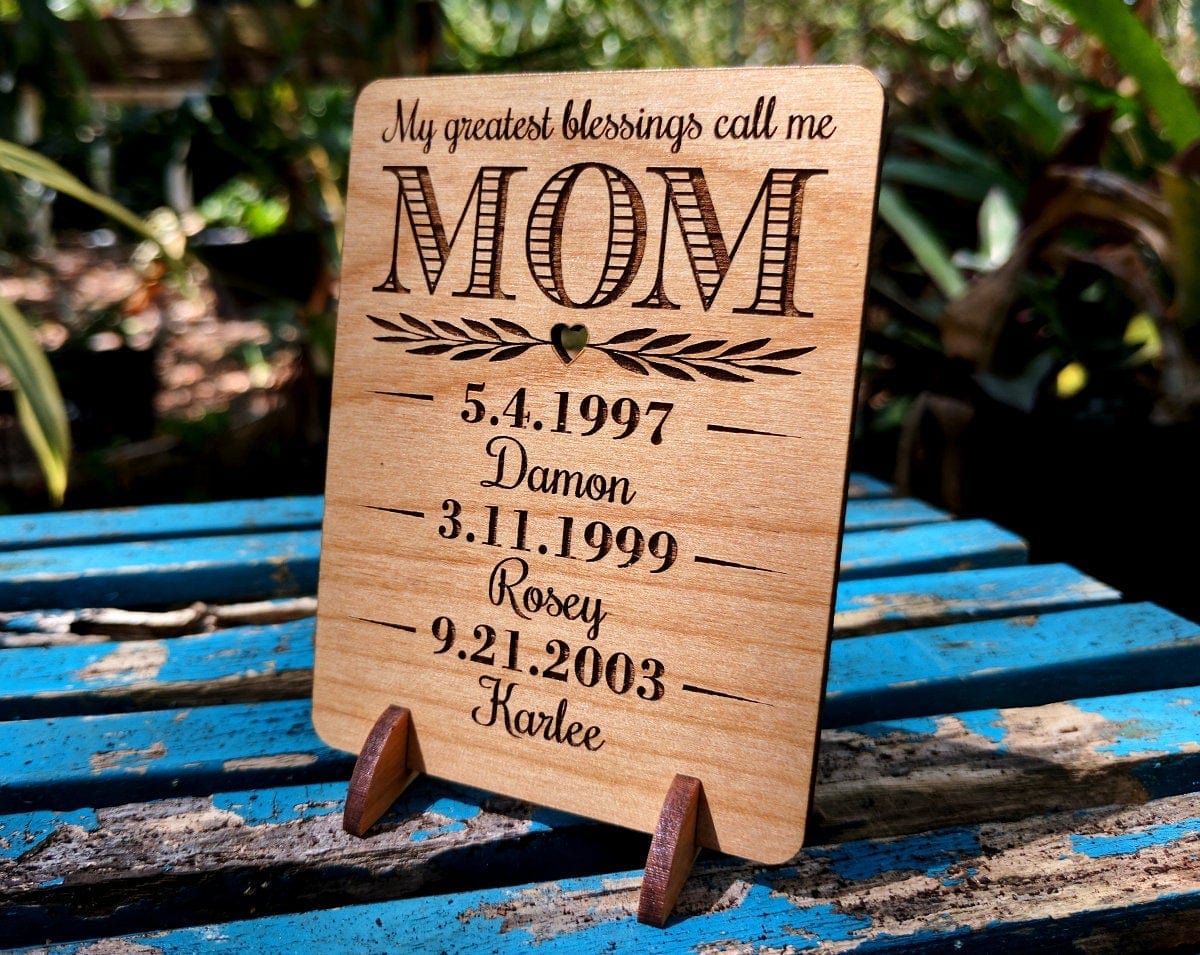 FOR MOM & GRANDMA Mom Greeting Card Mothers Day Card for Her Unique Wood Birthday, Thank You, Christmas, Mother of Bride, Mother of Groom Cards for Wife