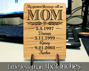 FOR MOM & GRANDMA Mom Greeting Card Mothers Day Card for Her Unique Wood Birthday, Thank You, Christmas, Mother of Bride, Mother of Groom Cards for Wife