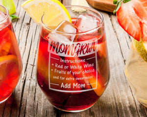 FOR MOM & GRANDMA MOMgria MOMjito MOMosa Funny Gag Mother's Day Stemless Gift New Mom Pregnancy Gift Best Mom Birthday from Daughter Son Favorite Child Idea