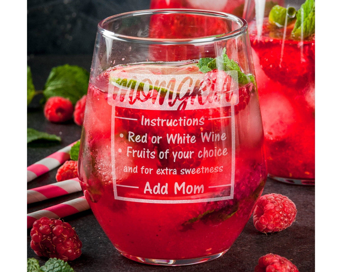 FOR MOM & GRANDMA MOMgria MOMjito MOMosa Funny Gag Mother's Day Stemless Gift New Mom Pregnancy Gift Best Mom Birthday from Daughter Son Favorite Child Idea