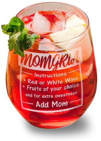 FOR MOM & GRANDMA MOMgria MOMjito MOMosa Funny Gag Mother's Day Stemless Gift New Mom Pregnancy Gift Best Mom Birthday from Daughter Son Favorite Child Idea