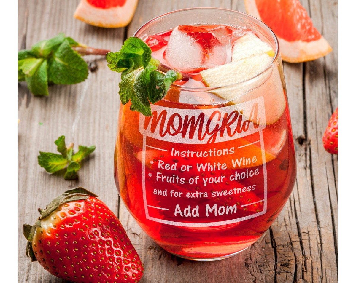 FOR MOM & GRANDMA MOMgria MOMjito MOMosa Funny Gag Mother's Day Stemless Gift New Mom Pregnancy Gift Best Mom Birthday from Daughter Son Favorite Child Idea