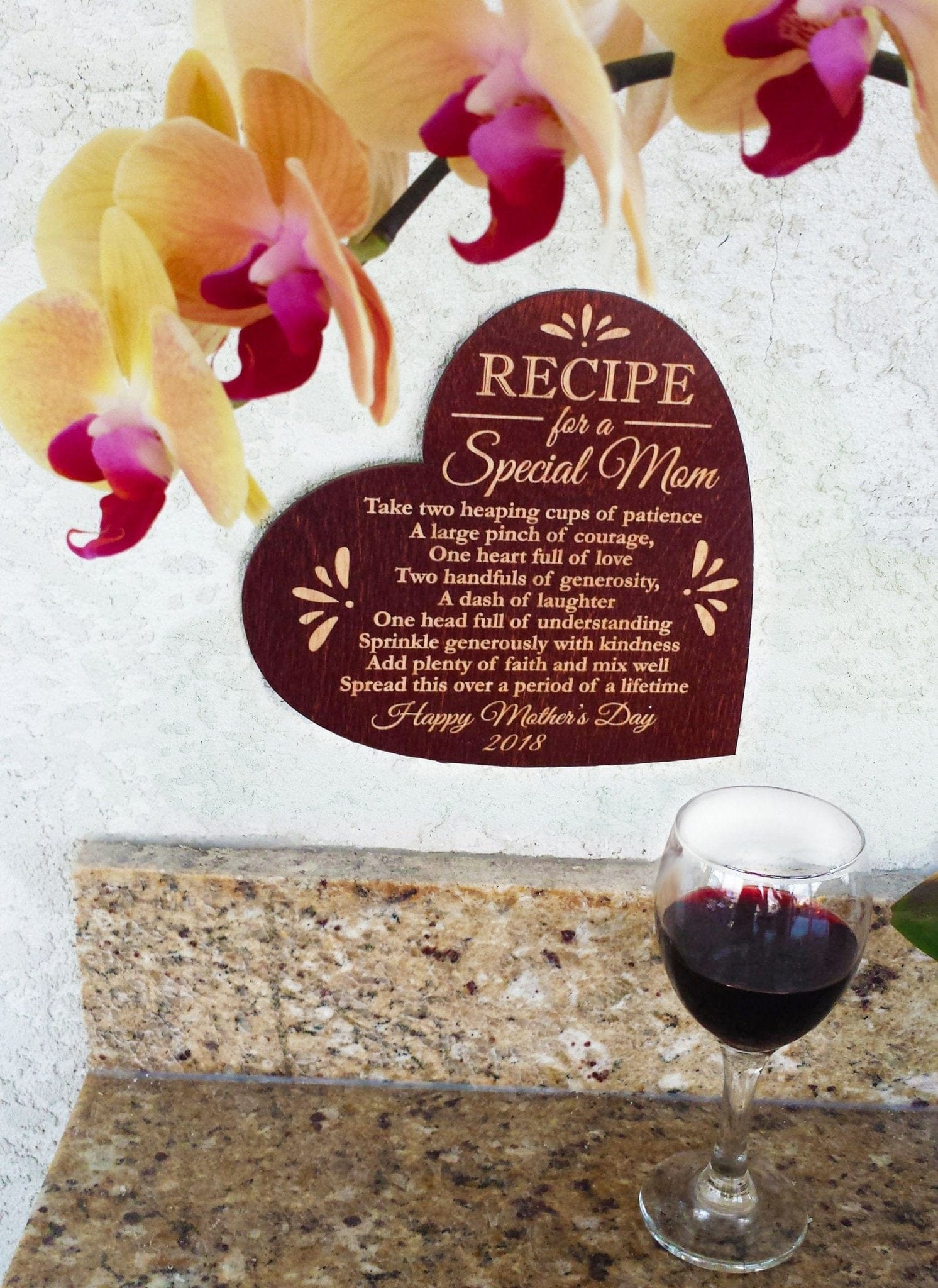 FOR MOM & GRANDMA Mothers Day Gift Personalized Recipe for a Special Mom Wood Wall Heart Sign Card Decorations Mom Mommy Birthday Happy Mother's Day from kids
