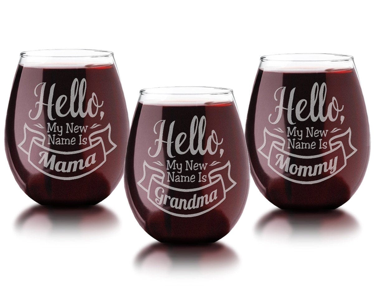 FOR MOM & GRANDMA New Mommy Mama Grandma Mom Nana Auntie 21 0z Stemless Wine Glass Gift for Birthday Wife Mothers Baby Shower Present Adoption Announcement