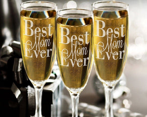 FOR MOM & GRANDMA One Best Mom Ever Champagne Glass Mother's Day Champagne Flute Gift for Mom Gift for Wife Mum Gifts from Daughter Son Husband for Her