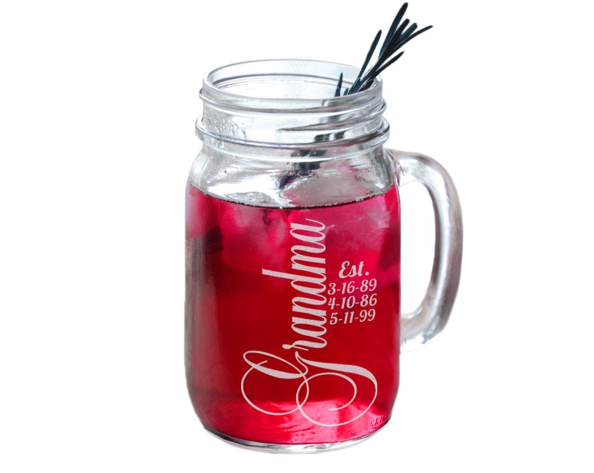 FOR MOM & GRANDMA Personalized Gift For Grandma Mason Jar Mug Gift Est Kids Birthdates Grandma Christmas 2022 Christmas Mug Gift from Grandson Grandaughter
