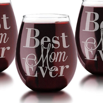 FOR MOM & GRANDMA Stemless 21 Oz Best Mom Ever Mothers Day Stemless Wine Glass Birthday Gifts for Mom Mommy Mama New Mom from Husband Children Son Daughter