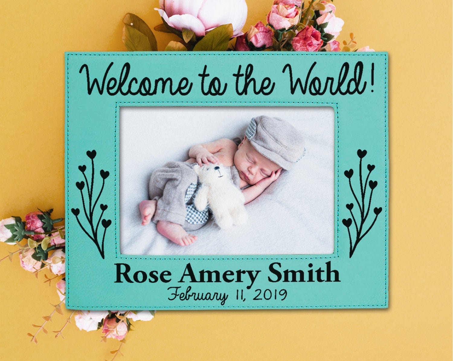 FOR MOM & GRANDMA Welcome Personalized New Baby Picture Frame Nursery Decor Birth Announcement New Grandparents Parents Gift 5x7 Baby Shower Pregnancy Custom