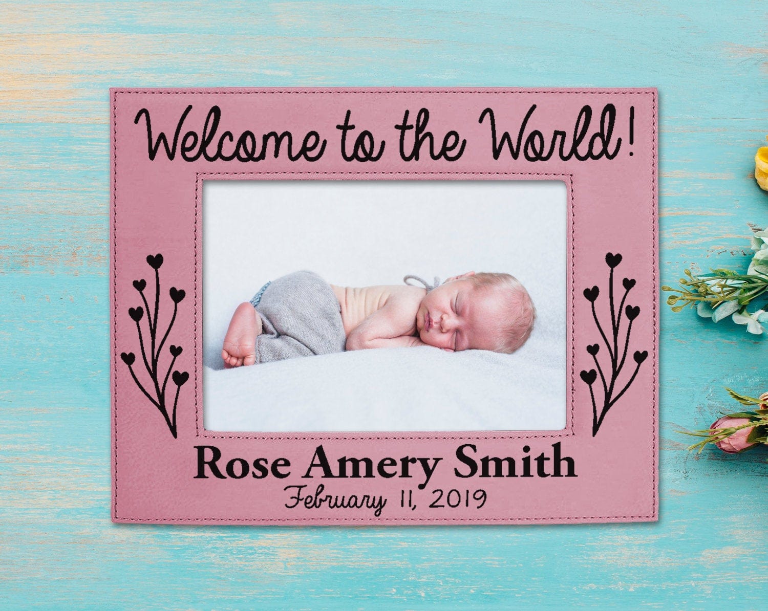 FOR MOM & GRANDMA Welcome Personalized New Baby Picture Frame Nursery Decor Birth Announcement New Grandparents Parents Gift 5x7 Baby Shower Pregnancy Custom