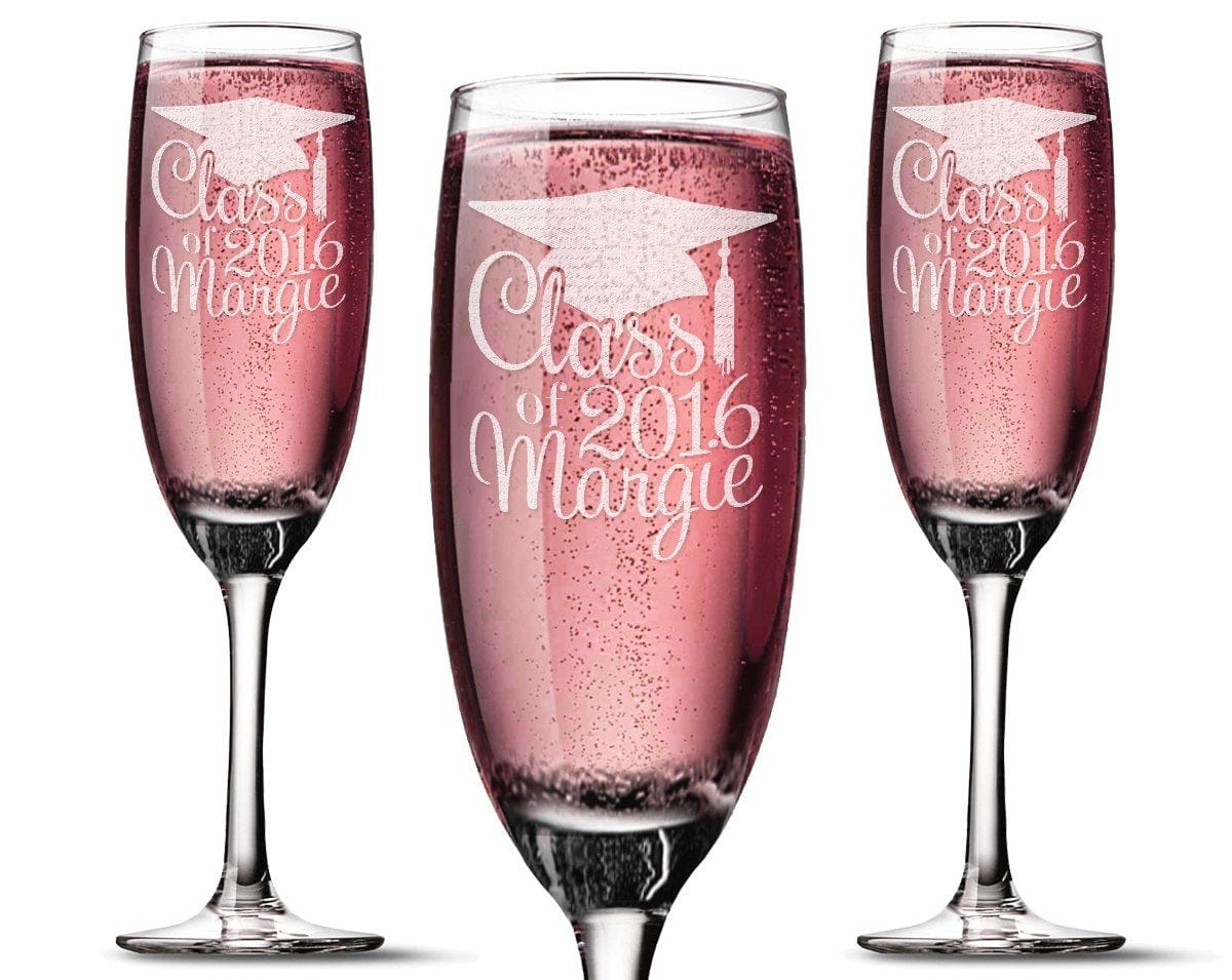 GRADUATION Class of 2022 College High School Grad Champagne Glass Present Graduation Gift for her him Sorority Graduate Flute Decoration Centerpiece