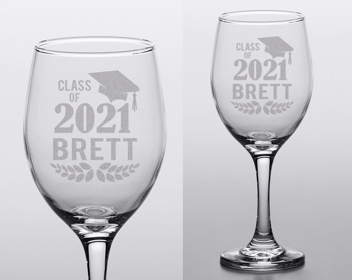 GRADUATION Class of 2022 Custom Engraved Stem Wine Glass Graduation Party Favors Graduate She Did It! Celebration Grad Gift from Mom Dad Mastered It!