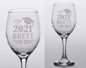 GRADUATION Class of 2022 Custom Engraved Stem Wine Glass Graduation Party Favors Graduate She Did It! Celebration Grad Gift from Mom Dad Mastered It!