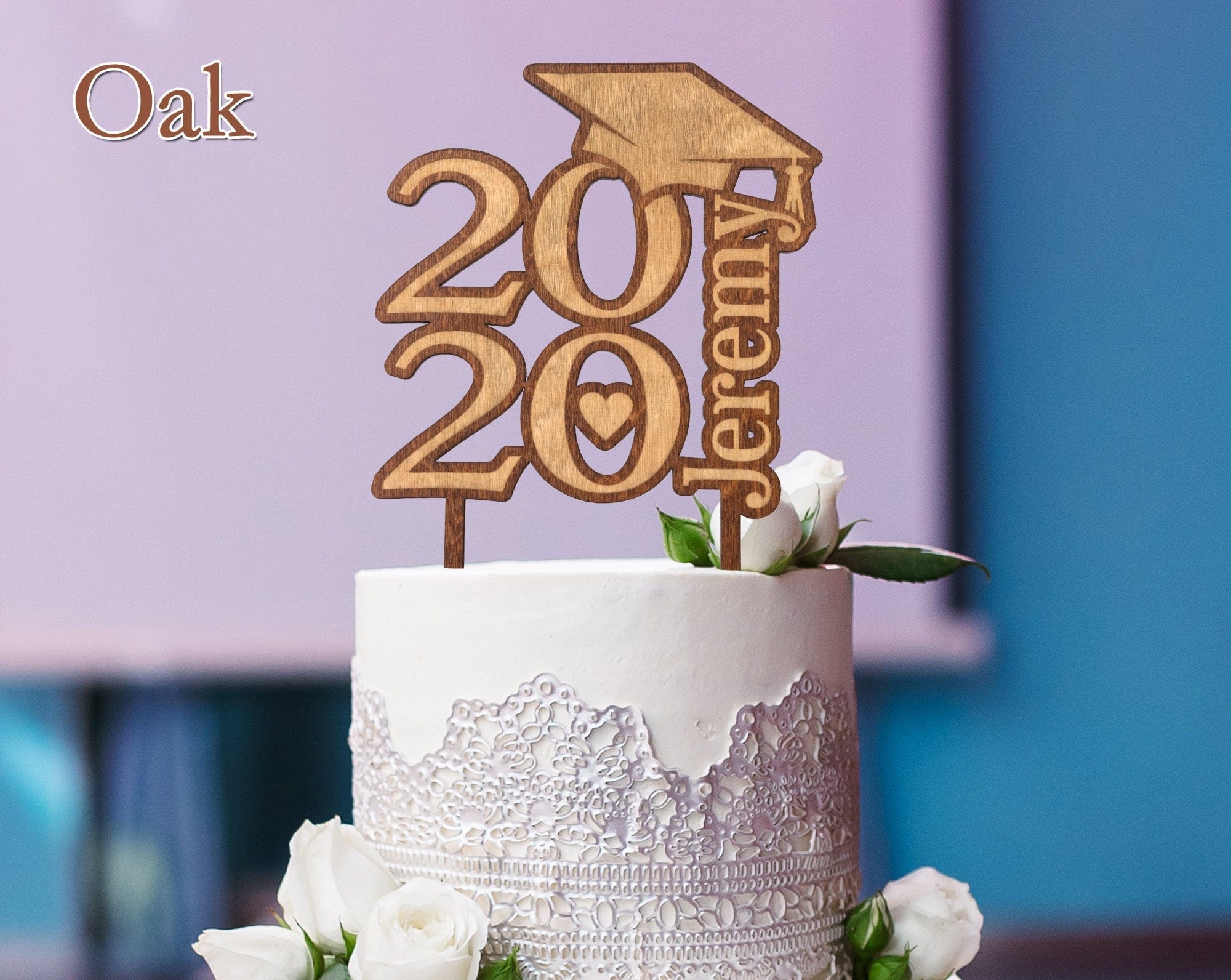 GRADUATION Class of 2022 Graduate High School College Kindergarten Party Favor Personalized Cake Topper Rustic Wooden Engraved Cup Cake Decoration Gift