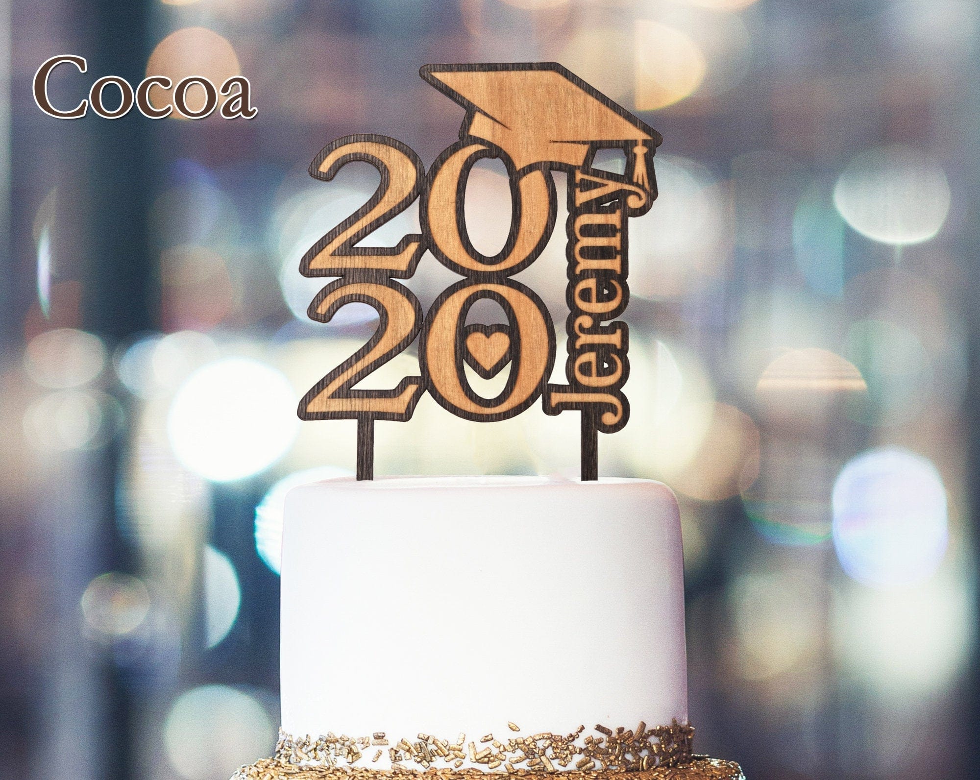 GRADUATION Class of 2022 Graduate High School College Kindergarten Party Favor Personalized Cake Topper Rustic Wooden Engraved Cup Cake Decoration Gift