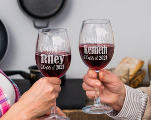 GRADUATION Congrats Class of 2022 Personalized Wine Glass for Graduates Him Her We Did it! Masters Bachelor Degree Celebratory Party Favor Laser Etched