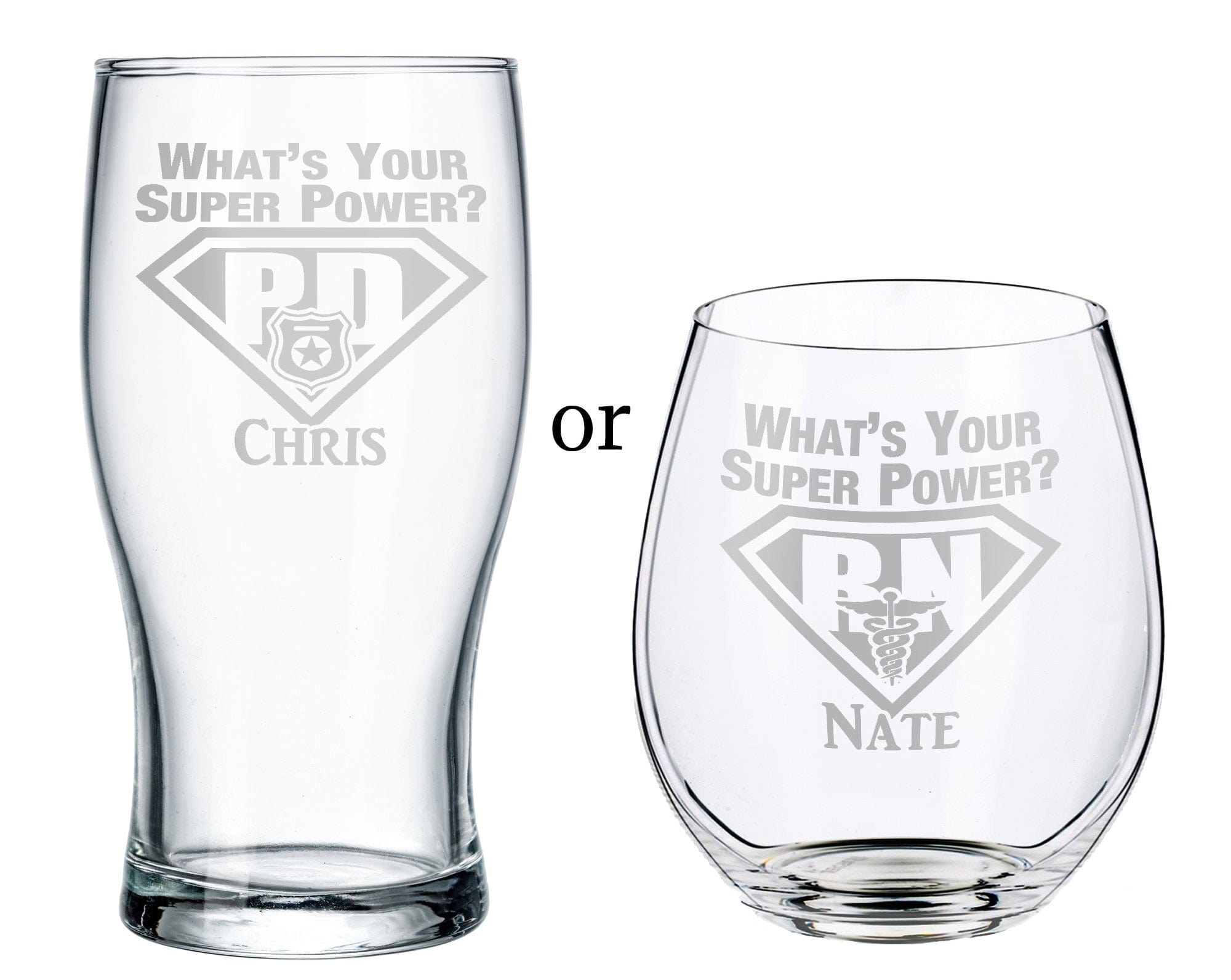 GRADUATION Custom ONE Stemless or Beer Glass Nurse Practitioner Doctor Medical Firefighter Gifts for Women Police Officer Nursing Maternity Assistant