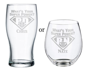 GRADUATION Custom ONE Stemless or Beer Glass Nurse Practitioner Doctor Medical Firefighter Gifts for Women Police Officer Nursing Maternity Assistant