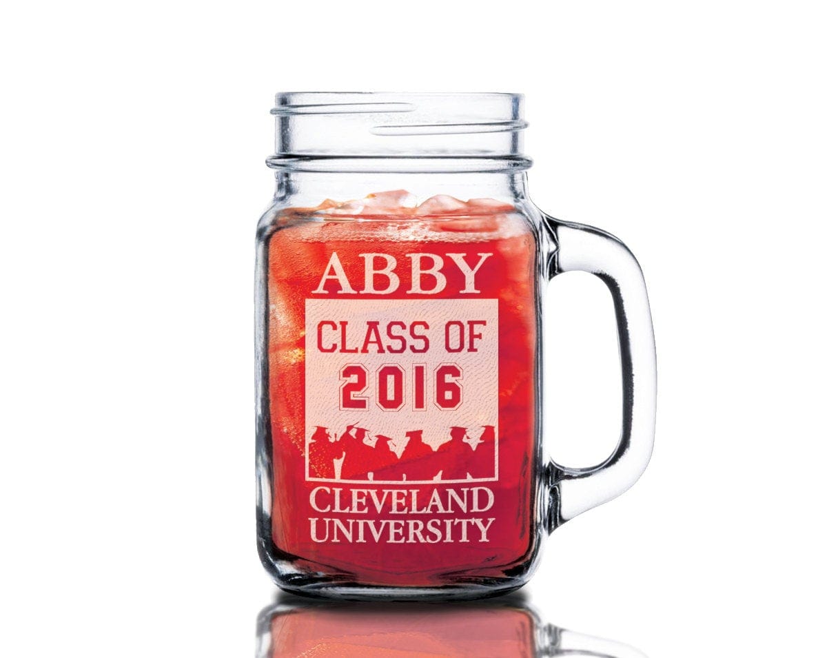 GRADUATION Graduate Class of 2022 Student Design Gift Engraved Mason Jar Glass Personalized Engraved Gift Party Favor College Graduation Gift