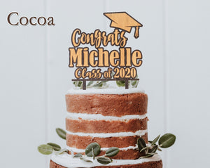 GRADUATION Graduation Cake Topper or Cup Cake Personalized Wood Name 2022 Decoration Rustic Graduate Custom Tier Toppers Party Favors for Son Daughter