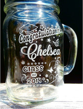 GRADUATION Graduation Class of 2022 Gift Engraved Mason Jar Glasses Personalized Drinking Mug Glass Etched Gift Party Favor Graduate Gift