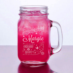 GRADUATION Graduation Class of 2022 Gift Engraved Mason Jar Glasses Personalized Drinking Mug Glass Etched Gift Party Favor Graduate Gift