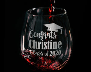 GRADUATION Graduation Personalized Stemless or Beer Class of 2022 Family Party Favors Man Cave Pub Style Grad Decorations for Women Men Wine Gift