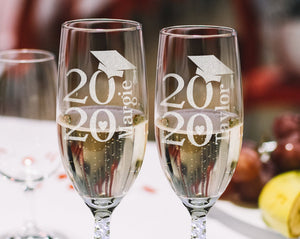 GRADUATION ONE College Graduation Gifts Champagne Glass Class of 2020 Masters Bachelors Graduate Degree Wine Personalized Drinkware Celebration Toast