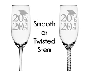 GRADUATION ONE College Graduation Gifts Champagne Glass Class of 2020 Masters Bachelors Graduate Degree Wine Personalized Drinkware Celebration Toast