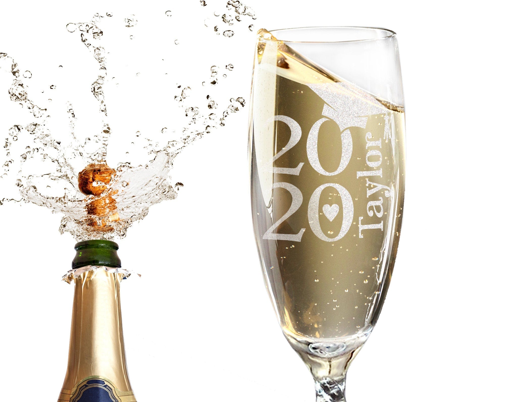GRADUATION ONE College Graduation Gifts Champagne Glass Class of 2020 Masters Bachelors Graduate Degree Wine Personalized Drinkware Celebration Toast