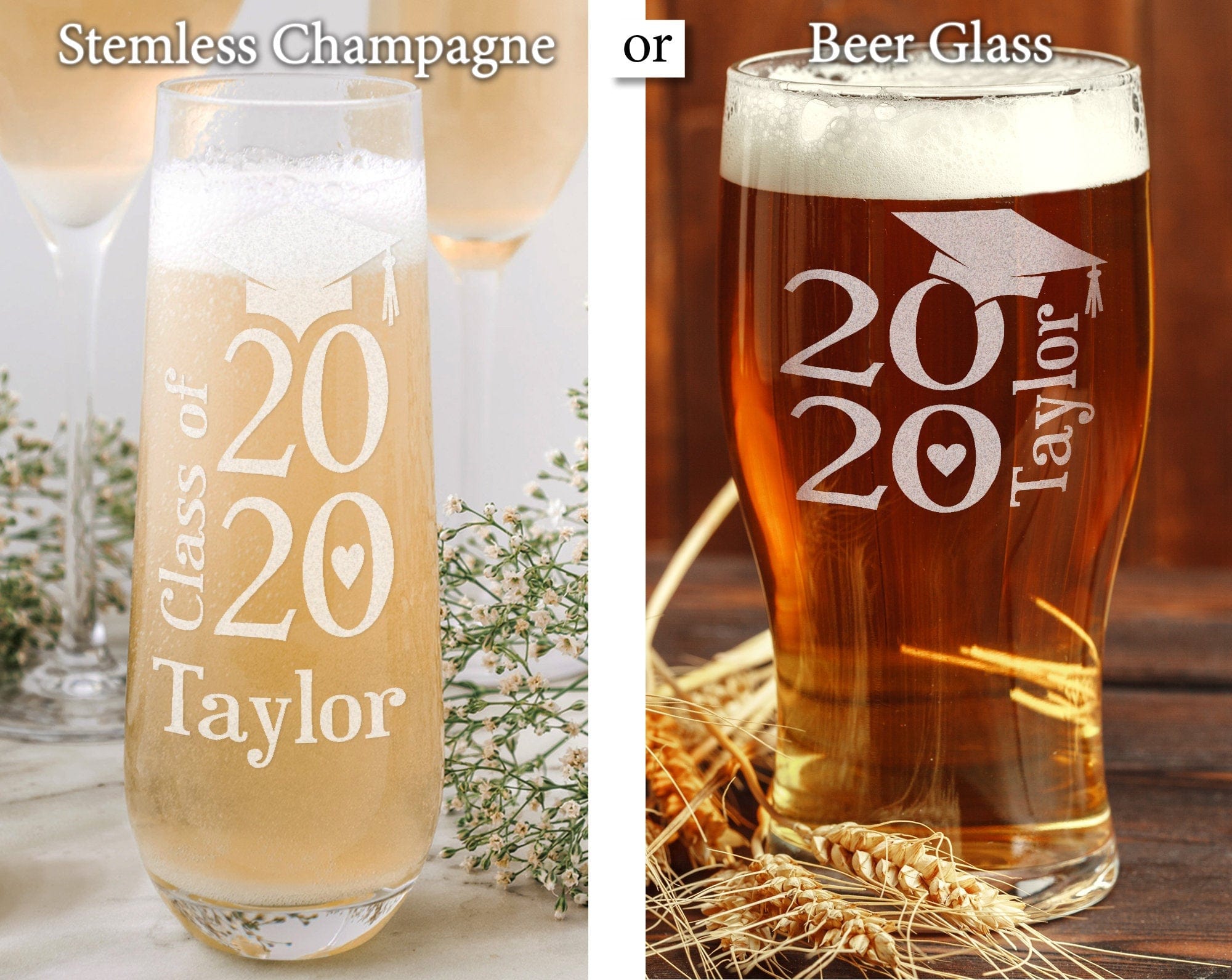 GRADUATION ONE College Graduation Gifts for Men Class of 2020 Masters Bachelors Graduate Degree Stemless Wine or Beer Glass Personalized Drinking Mug