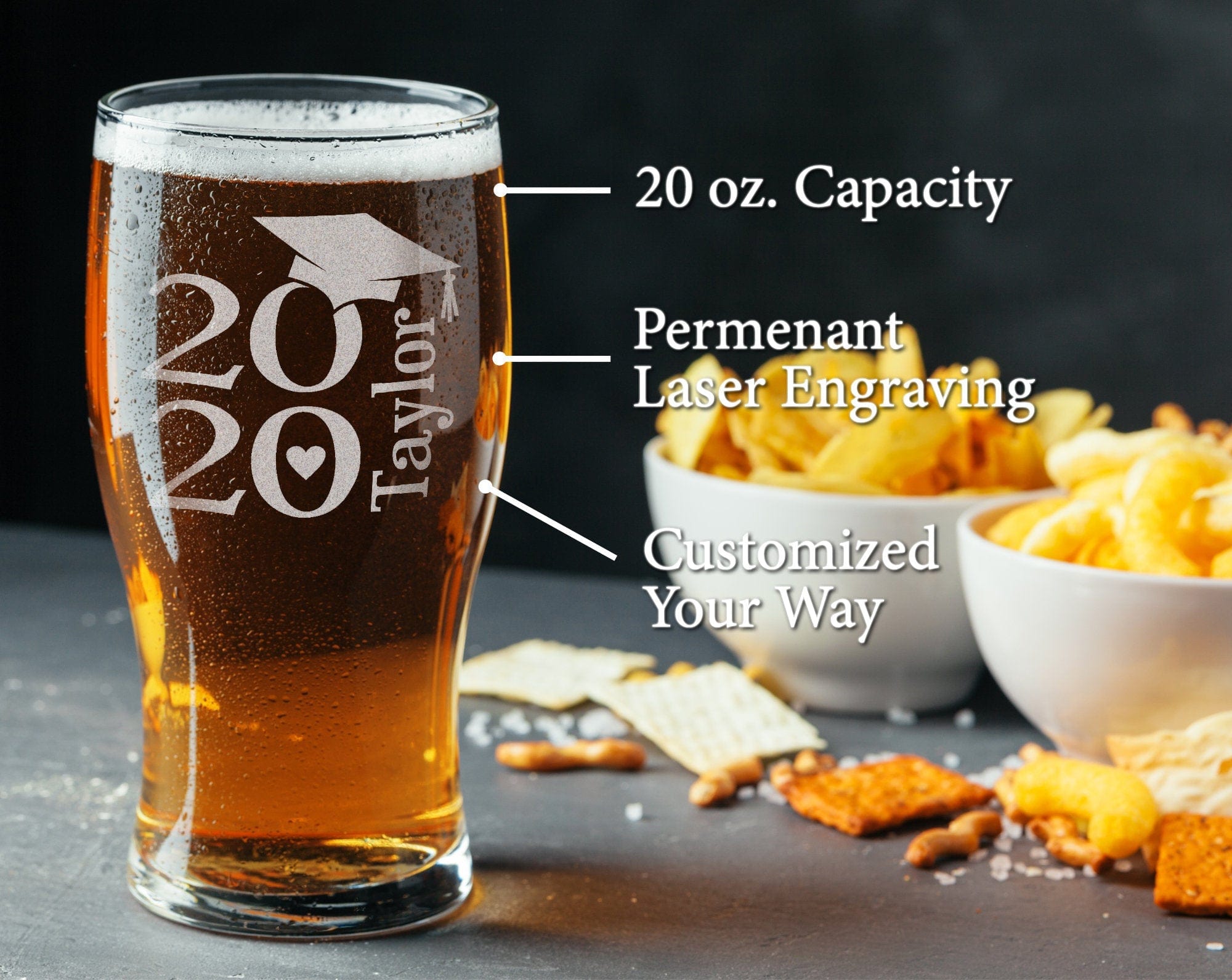 GRADUATION ONE College Graduation Gifts for Men Class of 2020 Masters Bachelors Graduate Degree Stemless Wine or Beer Glass Personalized Drinking Mug