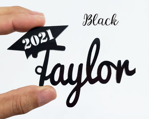 GRADUATION Personalized Name Tags 2022 Graduation Decorations Gold White Acrylic Party Favors Graduation Gifts Cap Topper High School Senior Year Life