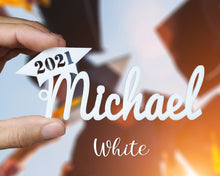 GRADUATION Personalized Name Tags 2022 Graduation Decorations Gold White Acrylic Party Favors Graduation Gifts Cap Topper High School Senior Year Life