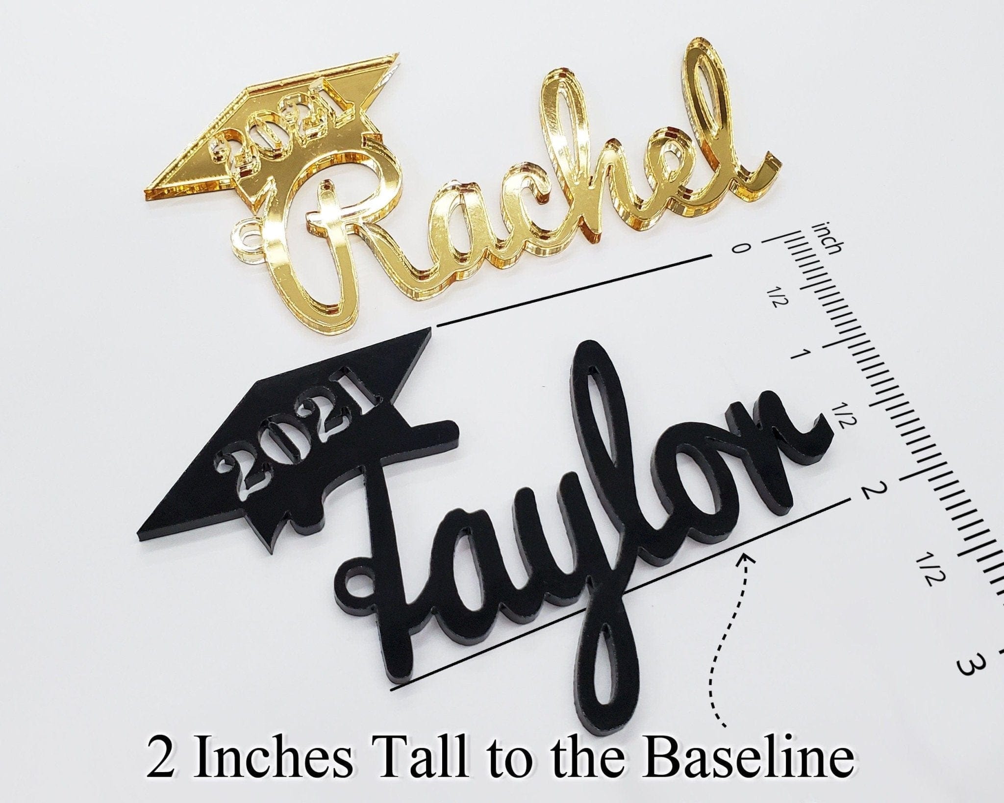 GRADUATION Personalized Name Tags 2022 Graduation Decorations Gold White Acrylic Party Favors Graduation Gifts Cap Topper High School Senior Year Life