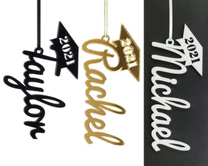 GRADUATION Personalized Name Tags 2022 Graduation Decorations Gold White Acrylic Party Favors Graduation Gifts Cap Topper High School Senior Year Life