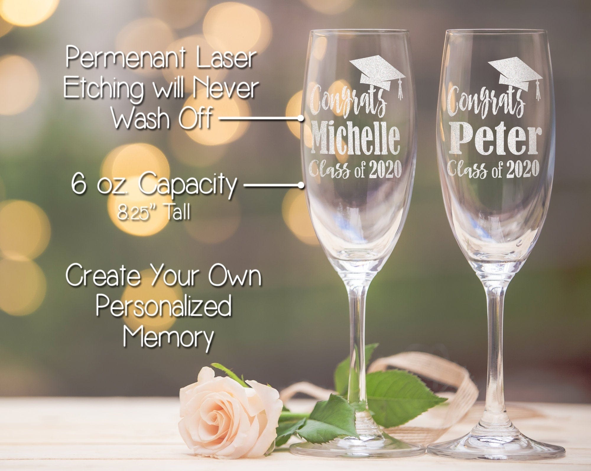 GRADUATION SINGLE Custom Class 2022 Champagne College Graduation Gifts for Women Graduate Party Table Centerpieces Celebratory Gift for Son Daughter
