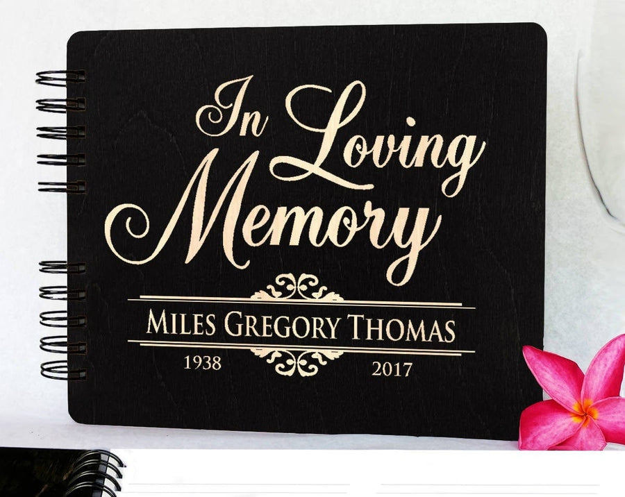 Personalised Grey Memorial Guest Book – Loving Memory Funeral Remembrance – WSPR-9