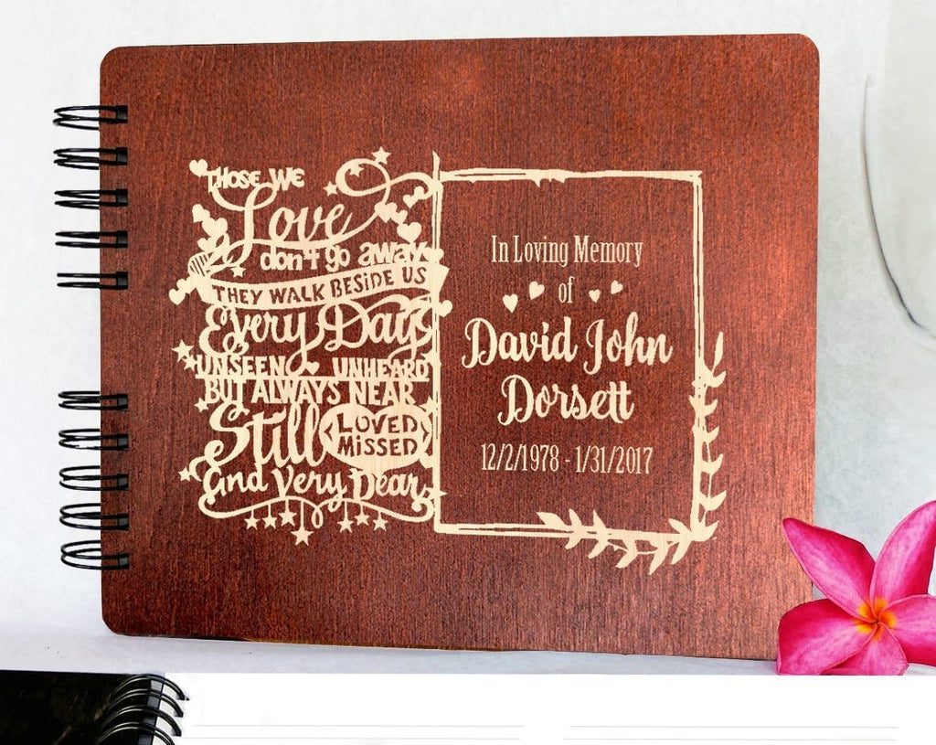 Funeral Guest Book Personalized Wooden Memorial Guestbook Black Wood ...