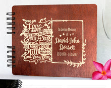 Guest Books Mahogany 8.5x7 Beautiful Quote | Personalized Funeral Guest Book