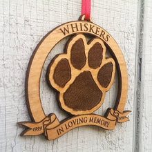 Custom Memorials In Loving Memory Cat Dog Paw Print | Wood Ornament